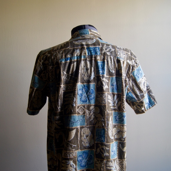 Paradise Style Hawaiian Shirt Brown and Blue Aloha - Picture 4 of 5